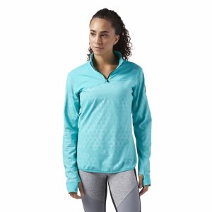 Kurtka Damskie Reebok HEXAWARM Quarter Zip Turkusowe PL 69MUSRX